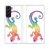 Beschermhoes Samsung Galaxy S21 Plus Beschermhoes van leer, motief: Dieren, Maori Salamander