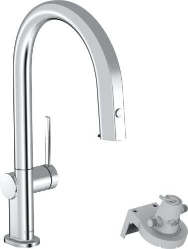 Hansgrohe Keukenkraan Aqittura M91 met waterfilter, 3-weg waterkraan keuken met uitloop hoogte 210 mm, met slangbox, 150° draaibaar, uittrekbaar, 1 straalsoort, chroom