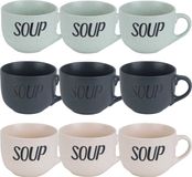 Cosy & Trendy Soepbekers/soepkommen - set 9x stuks - 11 x 8 cm - 510 ml - keramiek - mix kleuren - kommetjes