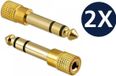 Techvavo® Set van 2 - Adaptateurs Jack - Adaptateur Audio - 6.3mm Jack vers 3.5mm Jack - Doré