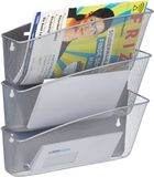 Relaxdays tijdschriftenrek muur - set van 3 - modern - 39 x 36 x 12 cm - metaal - zilver