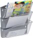 Relaxdays tijdschriftenrek muur - set van 3 - modern - 39 x 36 x 12 cm - metaal - zilver