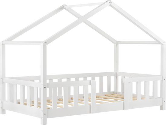 en.casa Kinderbed Treviolo met uitvalbeveiliging 80x160 cm wit mat