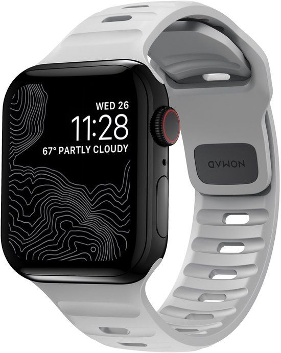 Nomad Sport band FKM voor de Apple Watch Series 1 t/m 9 / SE (38/40/41 mm) | Series 10 (42 mm) - Grijs