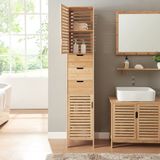 en.casa Badkamerkast Boksereys 180x35x35 cm naturel