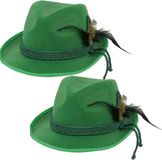 Merkloos Faram Party Tiroler hoedje - 2x stuks - groen