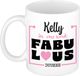 Bellatio Decorations Naam mok Kelly - wit - Fabulous - keramiek - 300 ml
