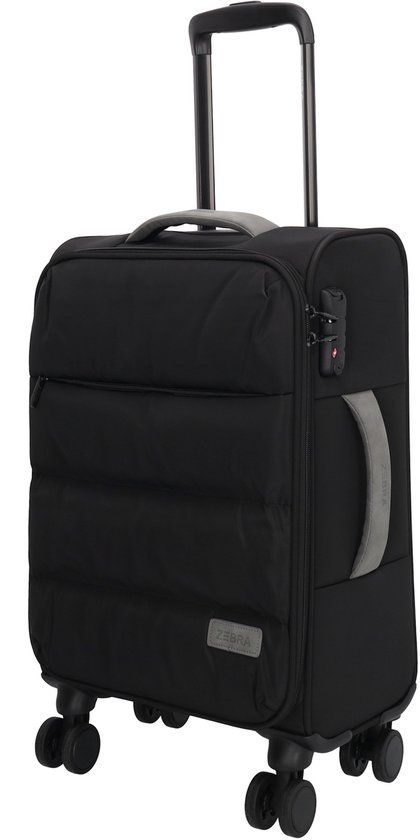 Zebra Trends Elske Koffer - S - Handbagage - Reizen - Softcase - Recycled - Zwart