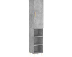 vidaXL Hoge kast 34,5x34x180 cm bewerkt hout betongrijs