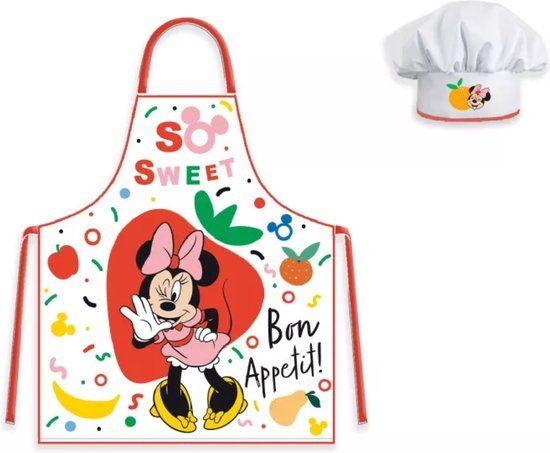 Disney Minnie Mouse Keukenschort en Koksmuts voor Kinderen - Wit Polyester