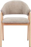 Vente-unique Set van 2 stoelen met armleuningen van boucléstof en heveahout - Taupegrijs en naturel - SOLUNA