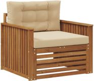 vidaXL Buitensofa Massief Acacia Hout en Polyester Natuurlijk en Beige
