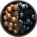 Bellatio Decorations Kerstballen mix - 74-delig - camel bruin en donkerblauw - 6 cm - kunststof