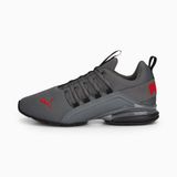 PUMA Axelion Refresh hardloopschoenen voor Heren, Zwart/Grijs/Rood, Maat 46