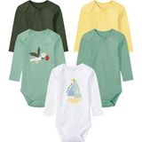 LUPILU Body bébé, 100% coton biologique, lot de 5. (Vert/jaune/blanc, 62-68)
