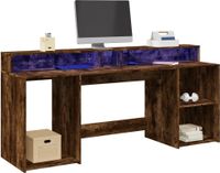 Maison Exclusive Bureau met LED-verlichting, rookkleurige eikenhoutlook, 200 x 55 x 91 cm, composiethout
