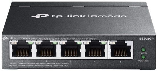 TP-Link Omada ES205GP switch - 5-poorts - Gigabit - Managed - PoE+ - 4x PoE - 65W