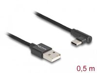 Delock USB 2.0 Cable Type-A male to USB Type-C™ male angled 0.5 m black
