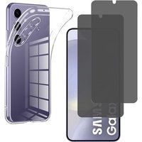 Phonillico® Case voor Samsung Galaxy S24 PLUS en 2 Zwart Gehard Glas Anti Spy Glass Screenprotector