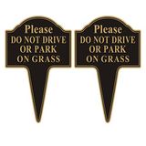 Yuntarda Niet rijden of parkeren op gras bord, 2-pack 25,4 cm x 35,6 cm Stay Off Grass bord met geïntegreerde inzet, roestvrij aluminium tuinbord, eenvoudig te installeren voor gebruik buitenshuis