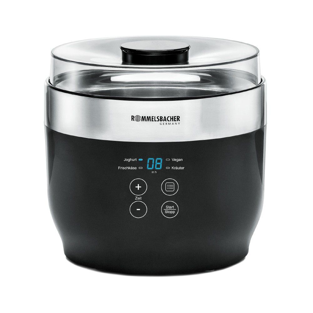 Rommelsbacher JG 80 Yogurt Maker - 1.2L, Black & Stainless Steel, 20W