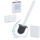 Merkloos Relaxdays wc-borstel met houder - hangend - op muur plakken - plat - wit