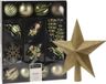 Décoration de Noël Boules de Noël et ornements - incl. étoile sommet - vert/or - plastique