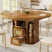 OKWISH Table de salle à manger extensible – Avec tiroirs de rangement – Pour salle à manger et cuisine – MDF aspect chêne – 118-158 x 118 x 77,1 cm