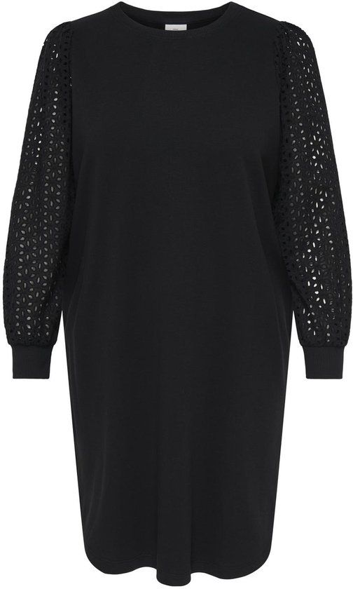 ONLY CARMAKOMA CARDONNA L/S MIX O-NECK MIDI DRESS JRS Dames Jurk