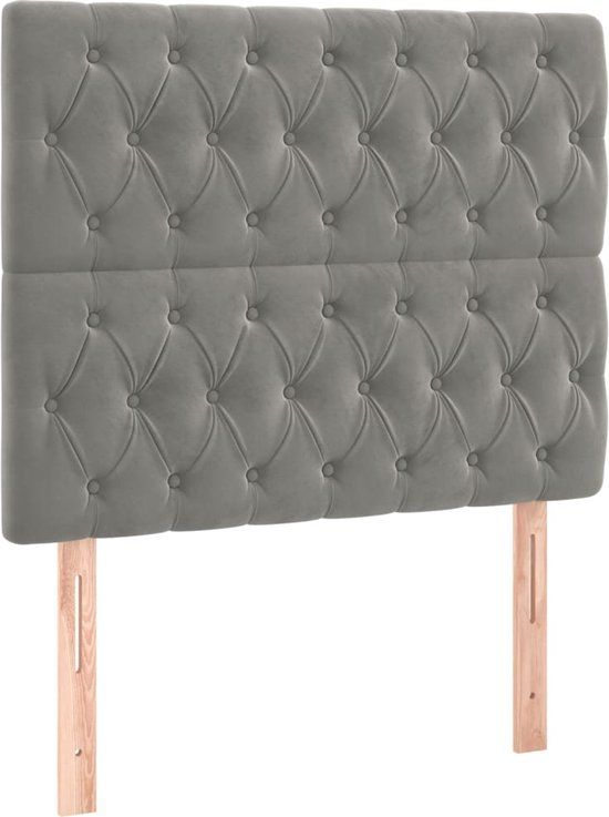 vidaXL Hoofdbord Lichtgrijs Fluweel 100x7x118/128 cm