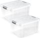 Plasticforte Opslagbakken met deksel - 4x stuks - 16 liter - 40 x 30 x 21 cm - Organizers - transparant - kunststof