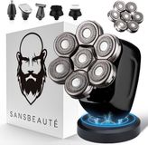Sansbeauté® Skull Sharp PRO 6-in-1 Scheerapparaat Mannen – Trimmer - Tondeuse - Electric Face & Head Shaver – Hoofd Kaal Scheren – Nat & Droog - Draadloos Opladen - Elektrisch