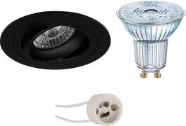 Osram - LED Spot Set - Parathom PAR16 930 36D - Pragmi Alpin Pro - GU10 Fitting - Dimbaar - Inbouw Rond - Mat Zwart - 5.5W - Warm Wit 3000K - Kantelbaar Ã˜92mm