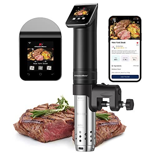 KitchenBoss Sous Vide Garer Stick WLAN: G330 Wifi precisiekooktoestel, nauwkeurige temperatuurinstelling tot 90 graden Celsius, IPX7 waterdicht, TFT, onderdompeling 360 graden circulatie met timer