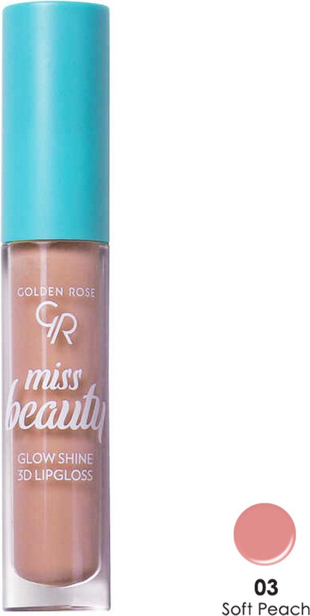 Golden Rose MISS BEAUTY GLOW SHINE 3D LIPGLOSS NO:03 SOFT PEACH