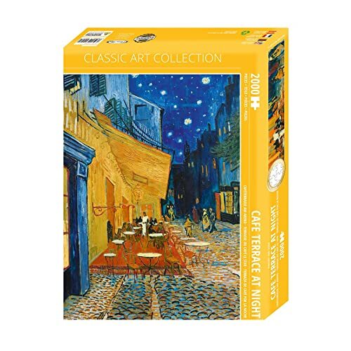 Close-up Premium puzzel 2000 stukjes - Caféterras 's avonds puzzel van Van Gogh (68,8 x 96,6 cm)