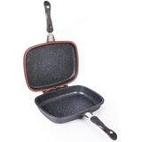 Avilia Anti-aanbak-grillpan 2-in-1 met magneetsluiting voor inductie - functionele dubbele plaat 32 x 24 cm, Dura-Tech-coating voor creatieve keuken