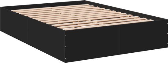 vidaXL Bedframe - bewerkt - hout - zwart - 120x190 cm