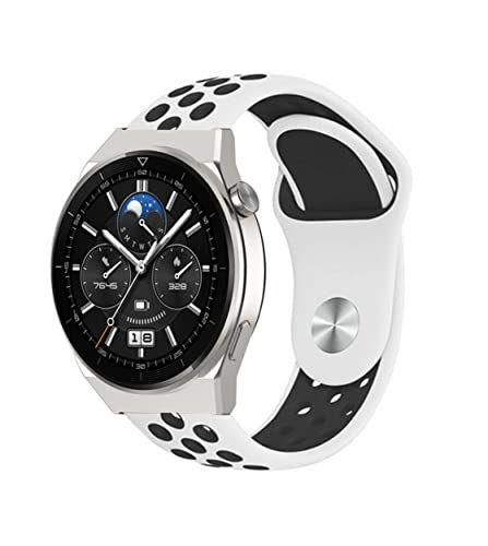 Strap-it Pro 46mm sport band - wit/zwart - Geschikt voor Huawei Watch GT 3 - Huawei Watch GT 3 Pro 46mm