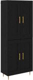 vidaXL Highboard Zwart Eiken 69,5 x 34 x 180 cm Bewerkt hout