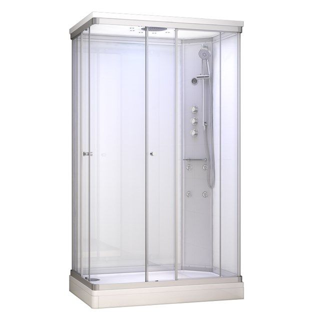 Maxaro Complete Douchecabine 120x80cm Wit Modera Watermassage LED Verlichting