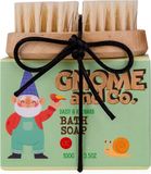Accentra GNOME & CO Handverzorgingsset met nagelborstel, cadeauset voor dames met zeep en nagelborstel, madeliefje en rabarbergeur, lichtgroen/rood/wit, wellnesscadeau voor