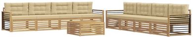 vidaXL - Bank loungeset - Polyester - Wit en Beige - 8 zitplekken