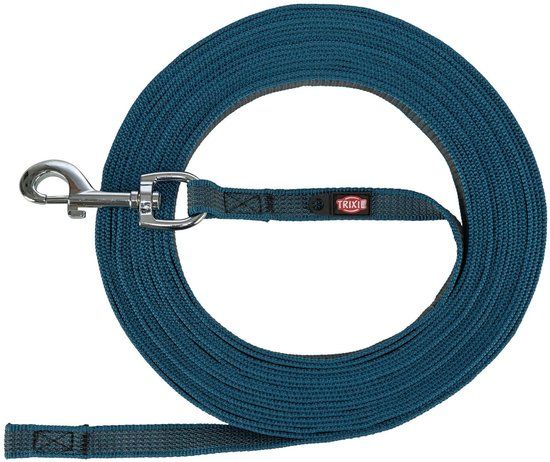 Trixie Hondenriem Sleeplijn Rubber Anti Slip Petrol Blauw - 10m L/XL