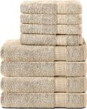 Komfortec Handdoekenset – Set van 8 - 4x Handdoek 50x100 cm en 4x Badhanddoek 70x140 cm - 100% Katoen - Beige
