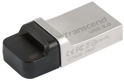Transcend JetFlash 880 OTG USB Flash Drive - 32GB - USB 3.2 Gen 1 (3.1 Gen 1) - Black/Silver