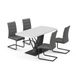 Vicco Eettafel set Fenaro Wit/Zwart 120 x 80 cm met 4 eetkamerstoelen, grijs