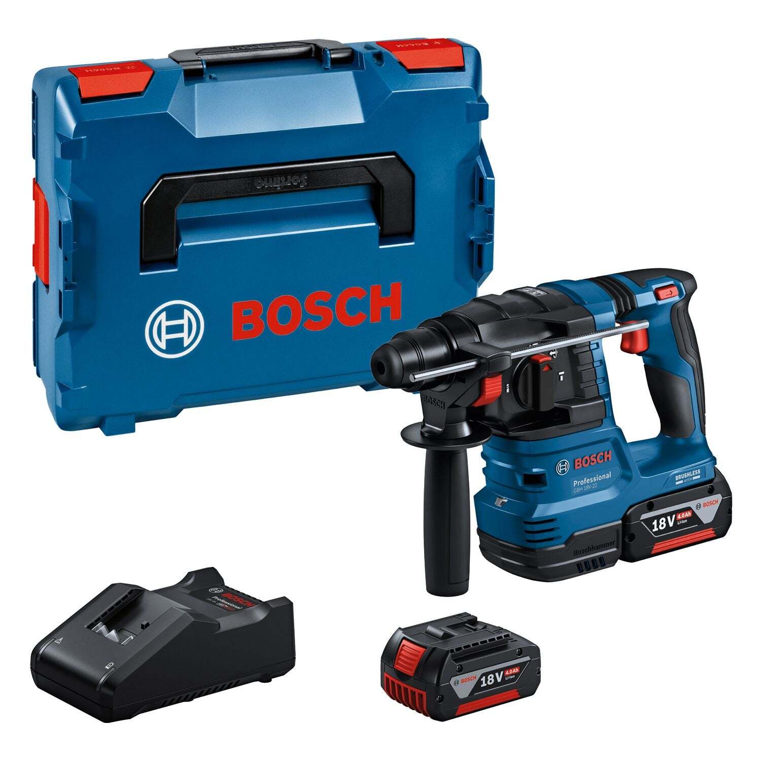 Bosch Professional GBH 18V-22 Accu Combihamer SDS+ 1,9J 18V 4.0Ah in L-Boxx - 0611924002