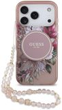 Guess Back Cover hoesje - iPhone 17 Pro - Roze - Schokabsorberende randen - Inclusief kralen polskoord