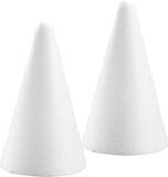 Rayher hobby materialen Rayher Piepschuim vorm/figuur spitse kegel - 2x - wit - H12 cm
